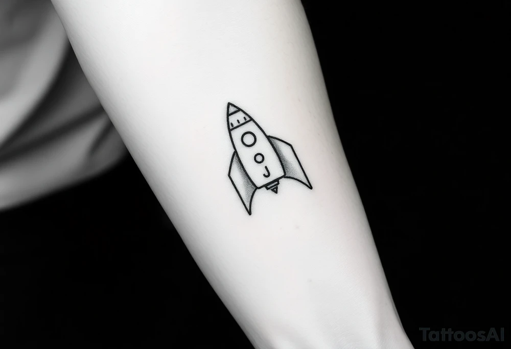 Rocket ship with a K and J somewhere on it tattoo idea