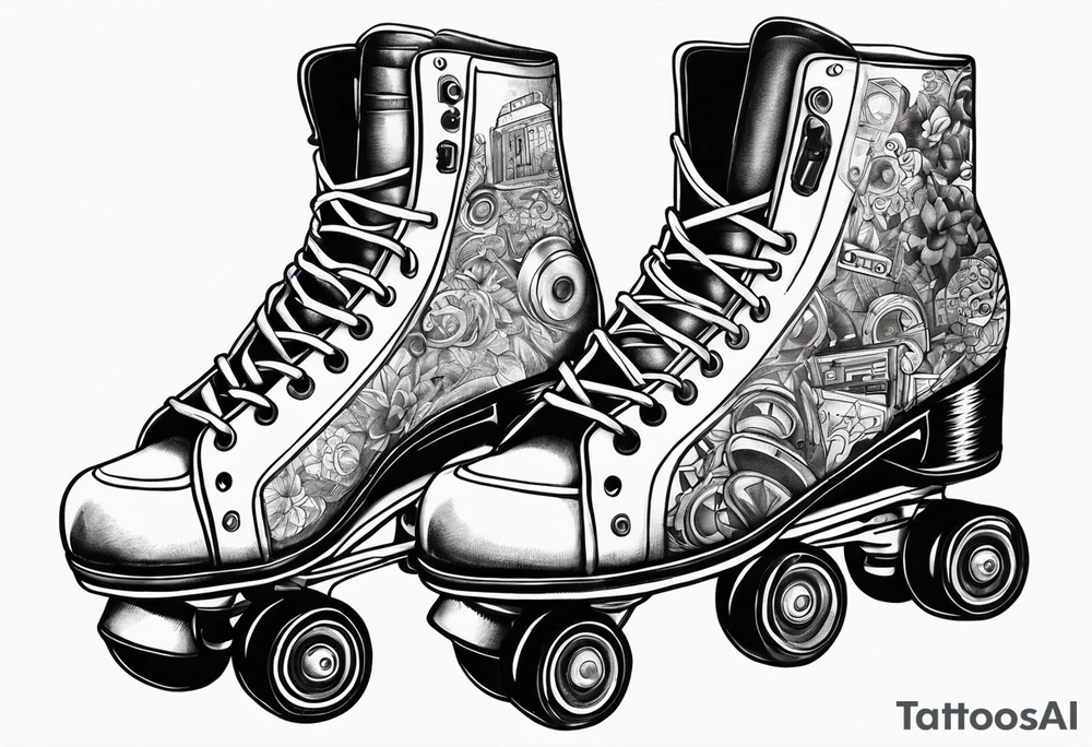 Rollerskates with boombox tattoo idea