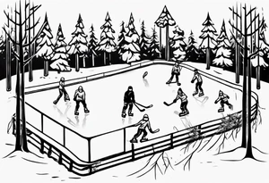 Outdoor ice rink in the woods tattoo idea