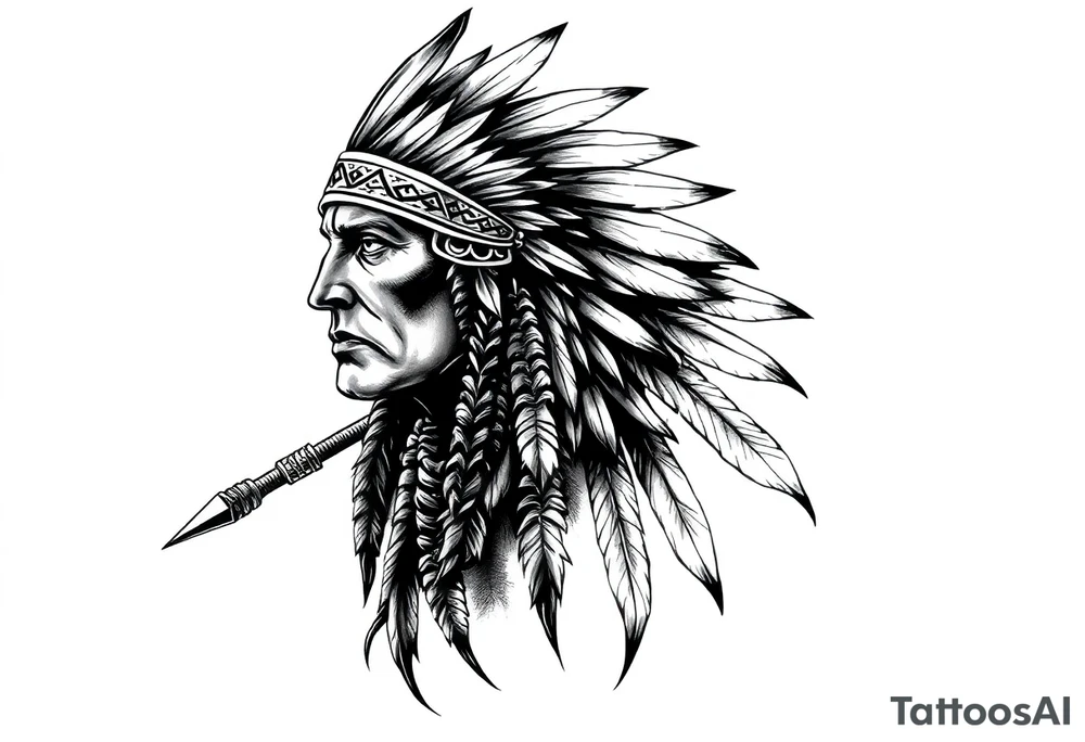 Lone Native American warrior tattoo idea