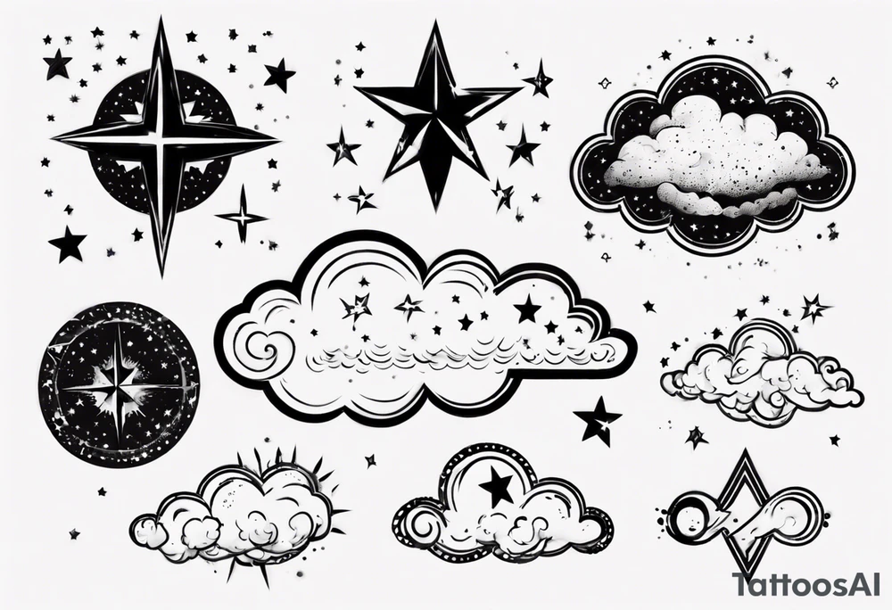 cloud with the date and stars tattoo idea