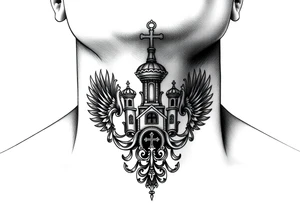 russian christian orthodox church military neck design front facing tattoo idea
