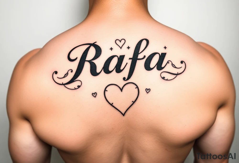 Name rafa with a heart under the boobs tattoo idea