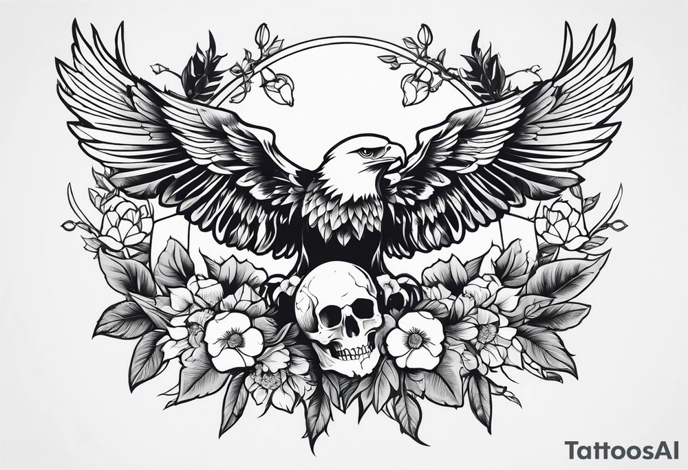 incorporate an eagle, with skull and flowers tattoo idea incorporate an eagle, with skull and flowers tattoo idea
