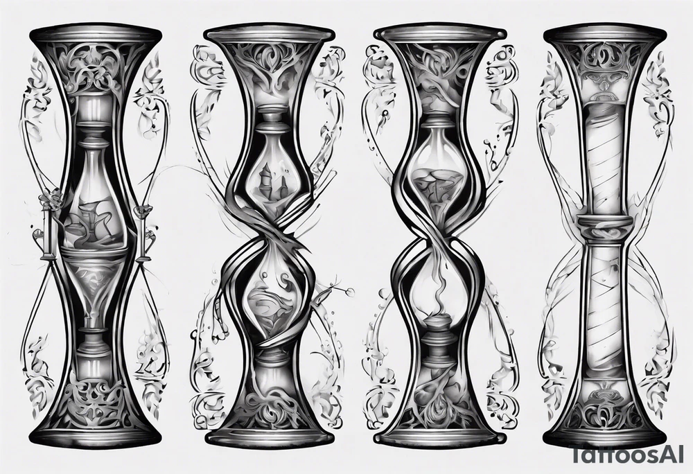 an hourglass with filagree tattoo idea