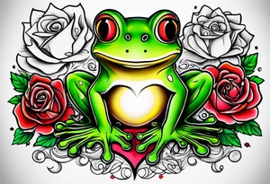 The name Marti heart frog roses tattoo idea