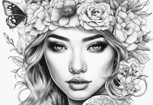 真爱永不消亡 Written within flowers tattoo idea