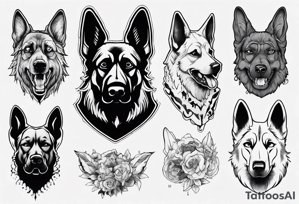 Scary German shepherd dog tattoo idea