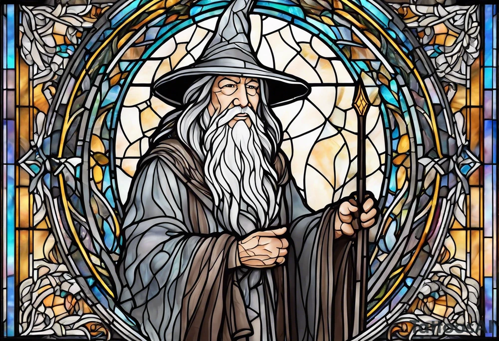 Gandalf in stained glass tattoo idea