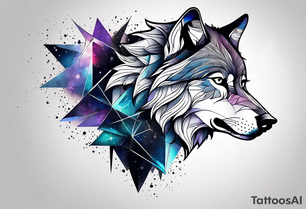 Constellation, animal wolf snow , géométric tattoo idea