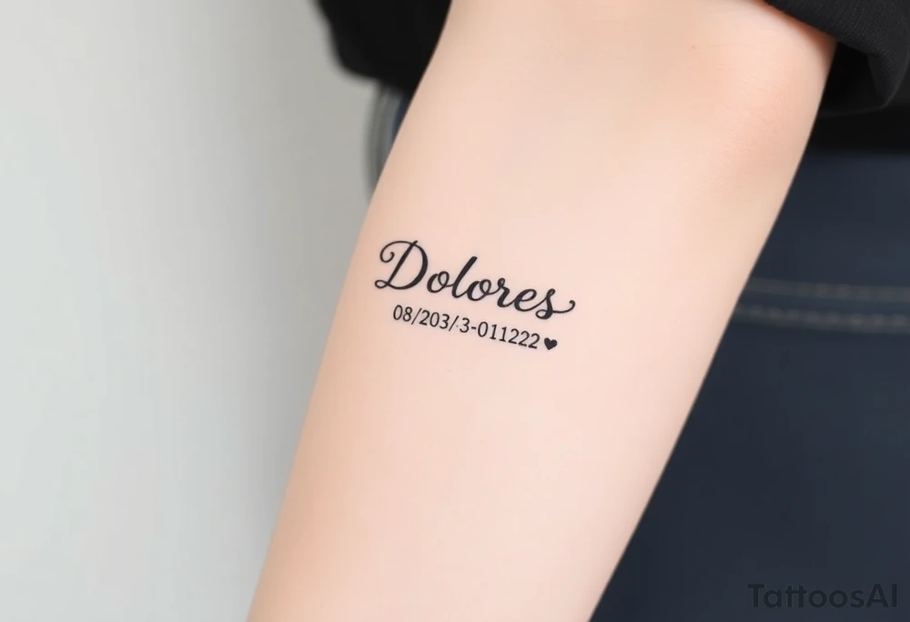 Memorial tattoo
Dolores 08/30/33-01/30-22 tattoo idea