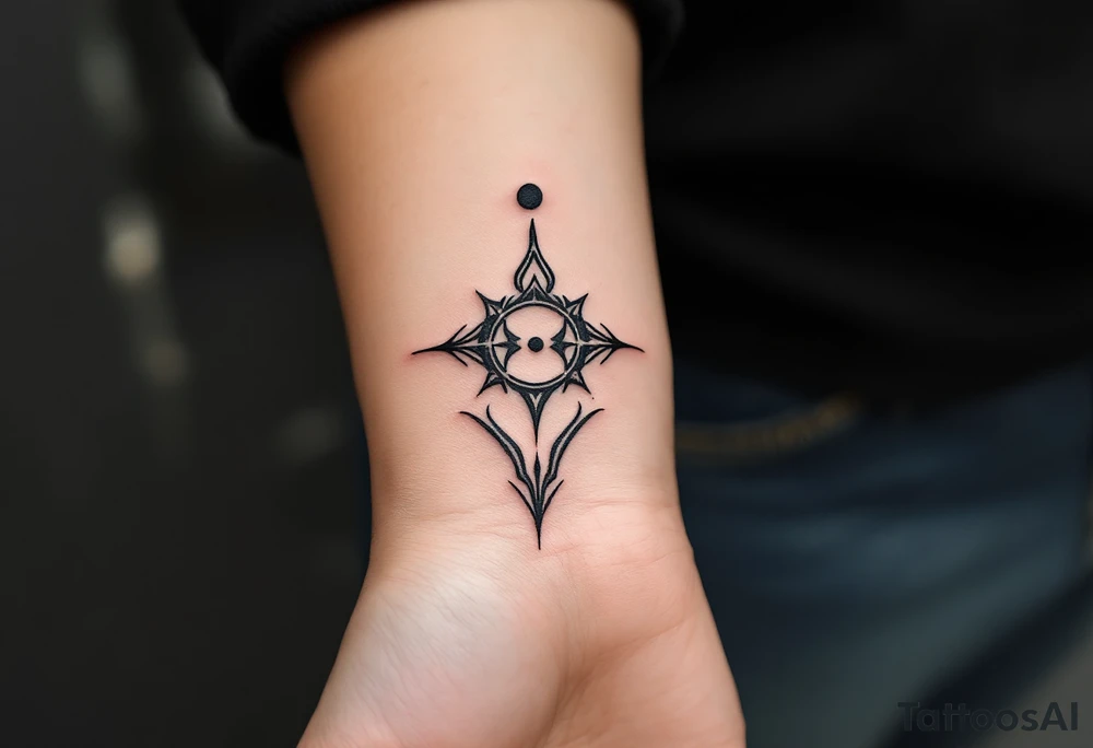 A comma line with a dot above symbolizing semmicilon tattoo idea