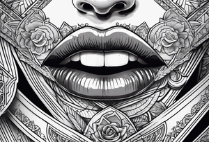 Girl mouth lips and money tattoo idea