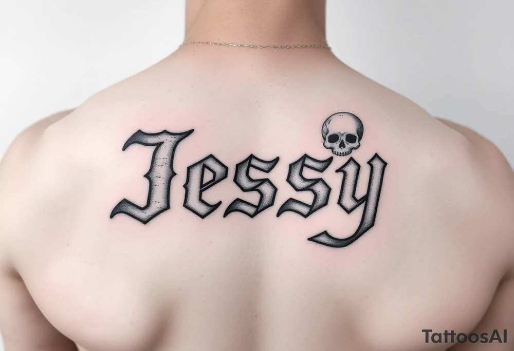 the name Jessy in a stone golem tattoo idea