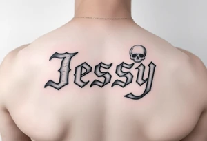 the name Jessy in a stone golem tattoo idea