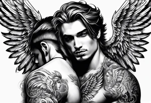 man with angel wing tattoo idea
