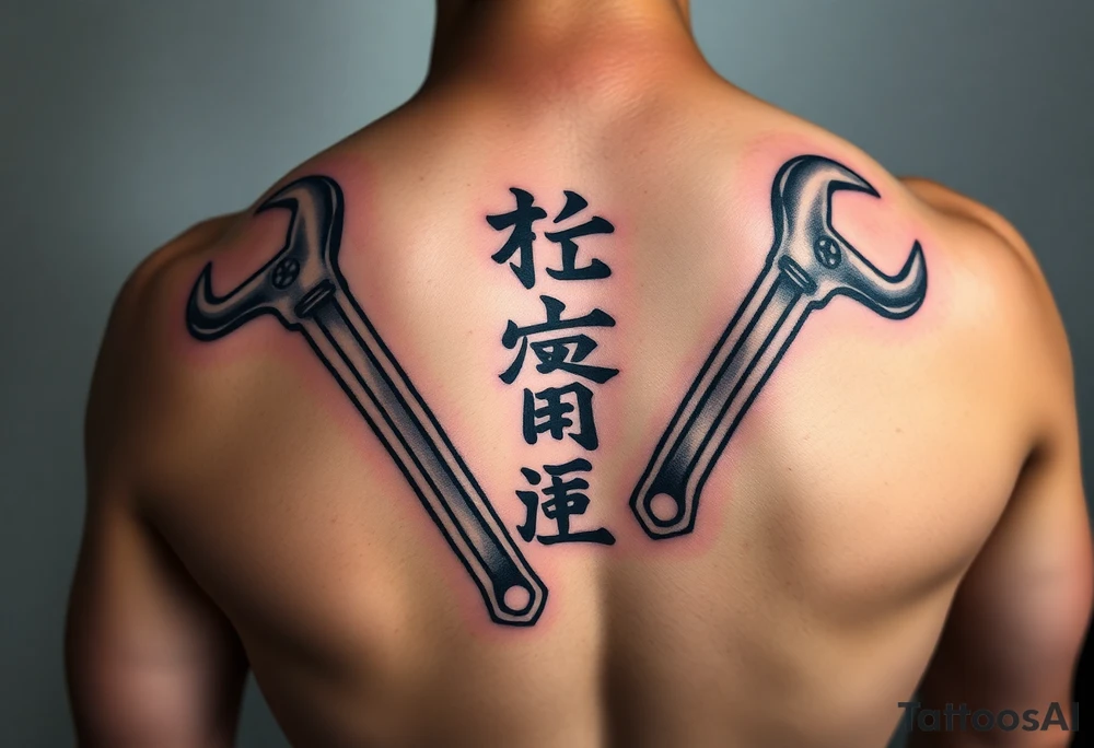 Straight Pipe Wrenches and kanji tattoo idea