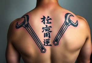 Straight Pipe Wrenches and kanji tattoo idea