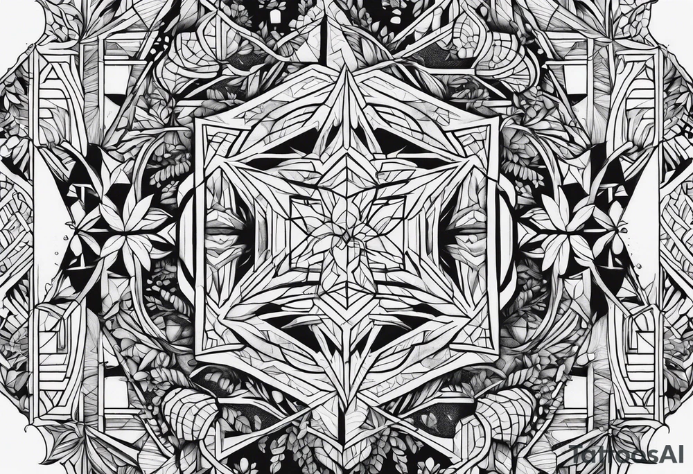 geometric dense vegetation tattoo idea