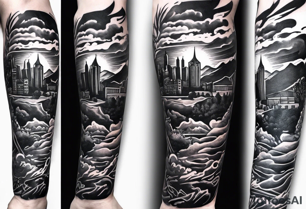Texas theme forearm sleeve tattoo idea