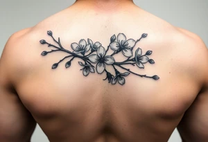 Cherry blossom branchwith rund petals tattoo idea