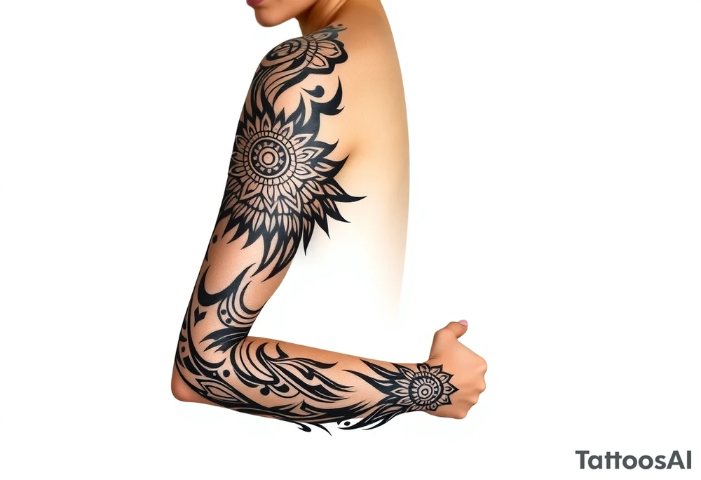 shaman style mytical bold line tattoo idea