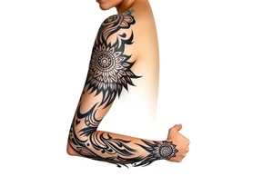 shaman style mytical bold line tattoo idea