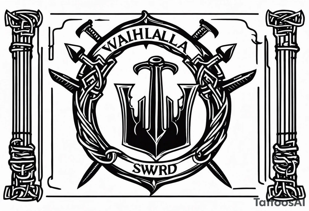 Valhalla sword shield barb wire tattoo idea
