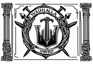 Valhalla sword shield barb wire tattoo idea