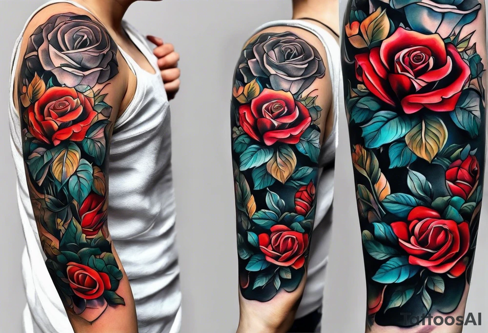 i want a full arm tattoo for a girl,it can be have a roses,flowers,not too over a simple thing tattoo idea