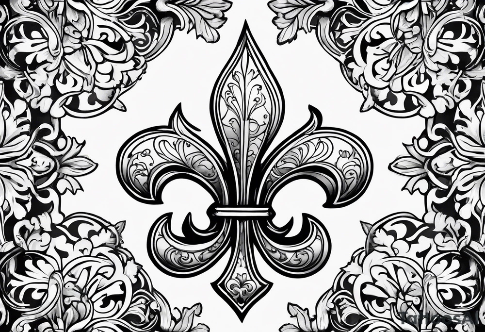 Fleur de lis with designs inside tattoo idea