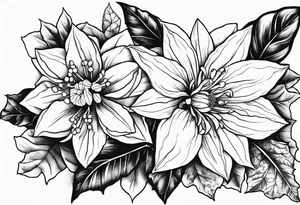 Narcissus, Poinsettia, and Holly tattoo idea