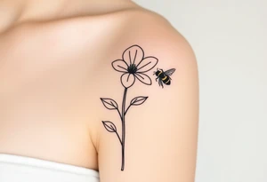 Trillium ovata with a bumble bee hovering near it tattoo idea