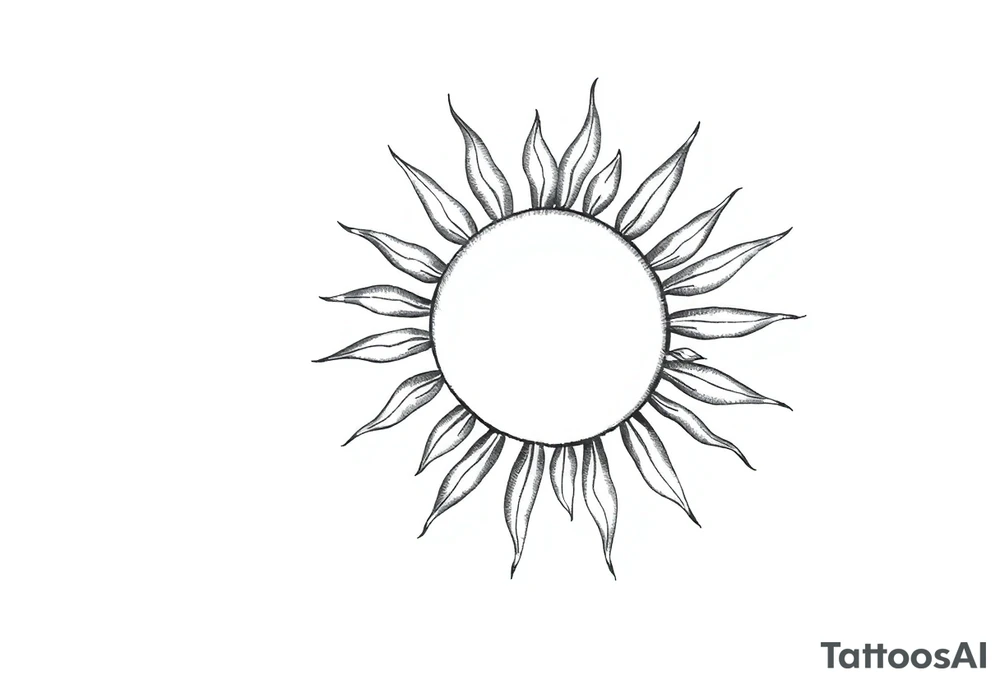 Sun with stem and leaves tattoo idea