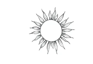 Sun with stem and leaves tattoo idea