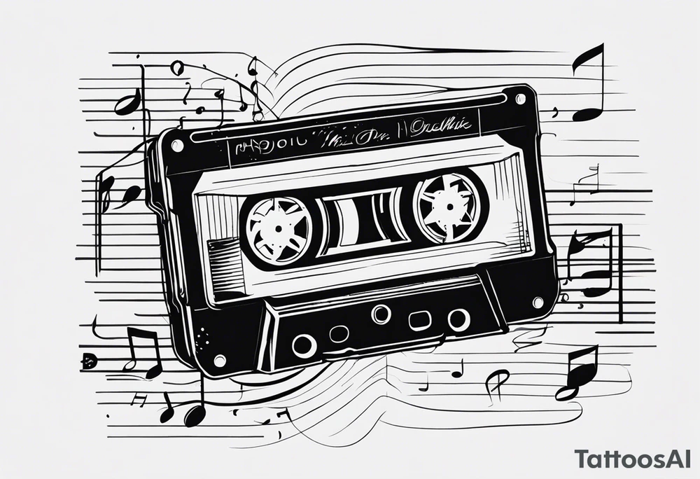 Retro cassette with notes. tattoo idea