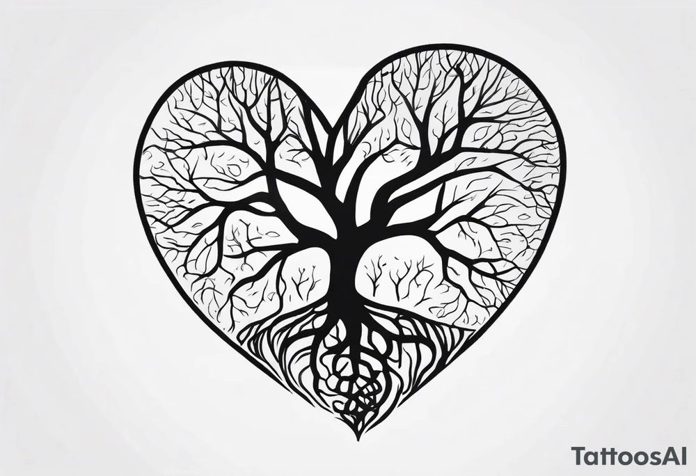 a heart shape with this inside the heart: brain, plane, family, and tree roots tattoo idea