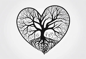 a heart shape with this inside the heart: brain, plane, family, and tree roots tattoo idea