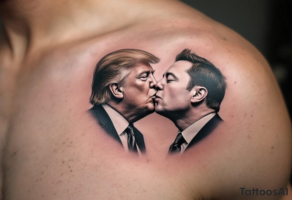 Donald Trump kissing Elon Musk tattoo idea