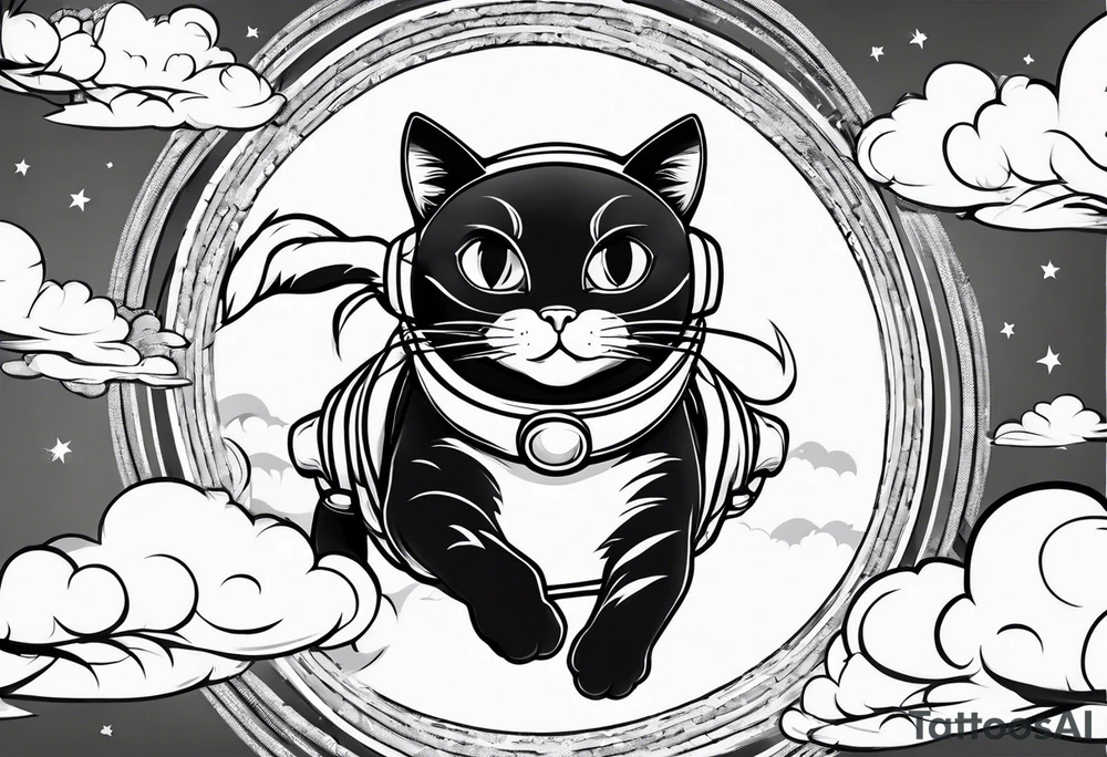 funny cat skydiving tattoo idea