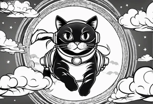 funny cat skydiving tattoo idea