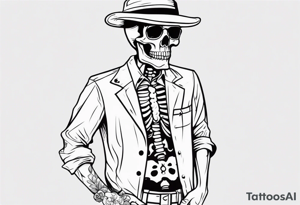 skeleton wearing a button up hawaiian shirt tattoo idea skeleton wearing a button up hawaiian shirt tattoo idea