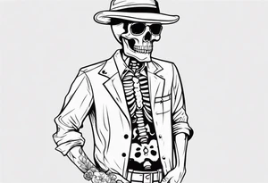 skeleton wearing a button up hawaiian shirt tattoo idea