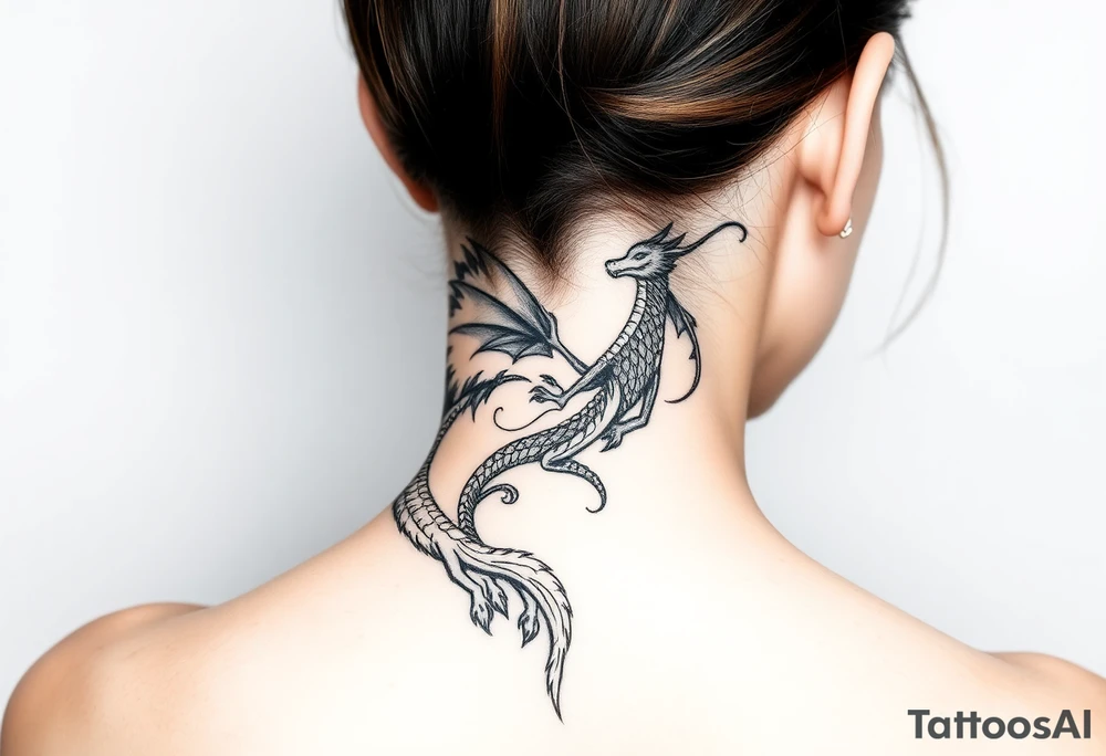 Wolf and dragon tattoo idea