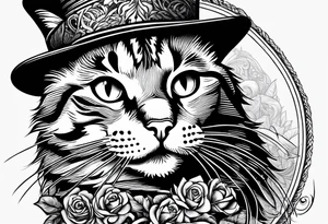 Maine coon cat with top hat tattoo idea