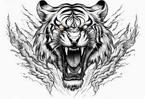mythical ferocious tiger with lightning around it. The tattoo is for a forearm sleeve tattoo idea
