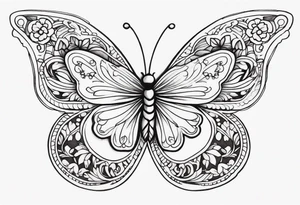 small ornate floral and butterfly sternum tattoo tattoo idea