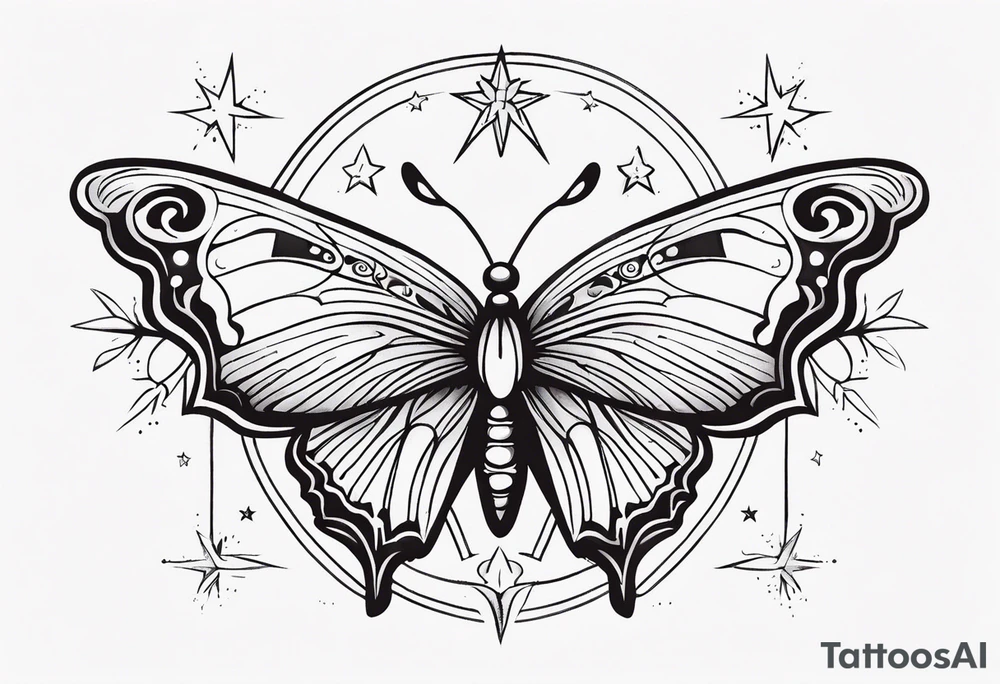 Butterfly and star tattoo idea