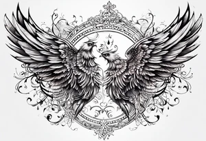 Cool pair of wings on my back to complete some on my upper back with 2 vertical tails going down the middle of my back tattoo idea