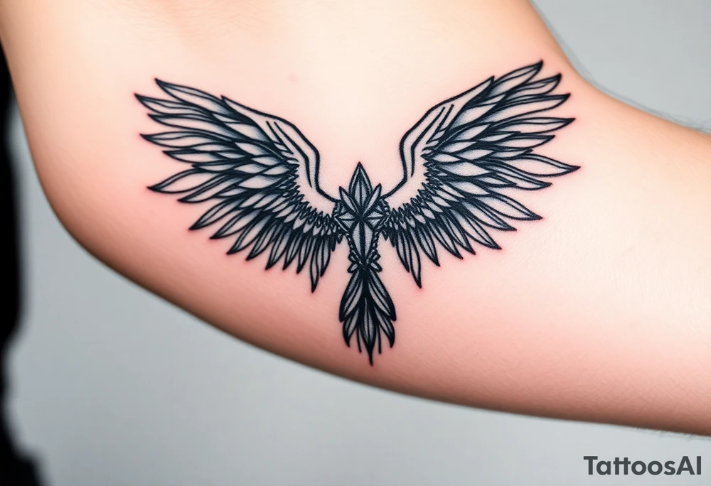 Freya norse goddess beautiful  full-body wings tattoo idea